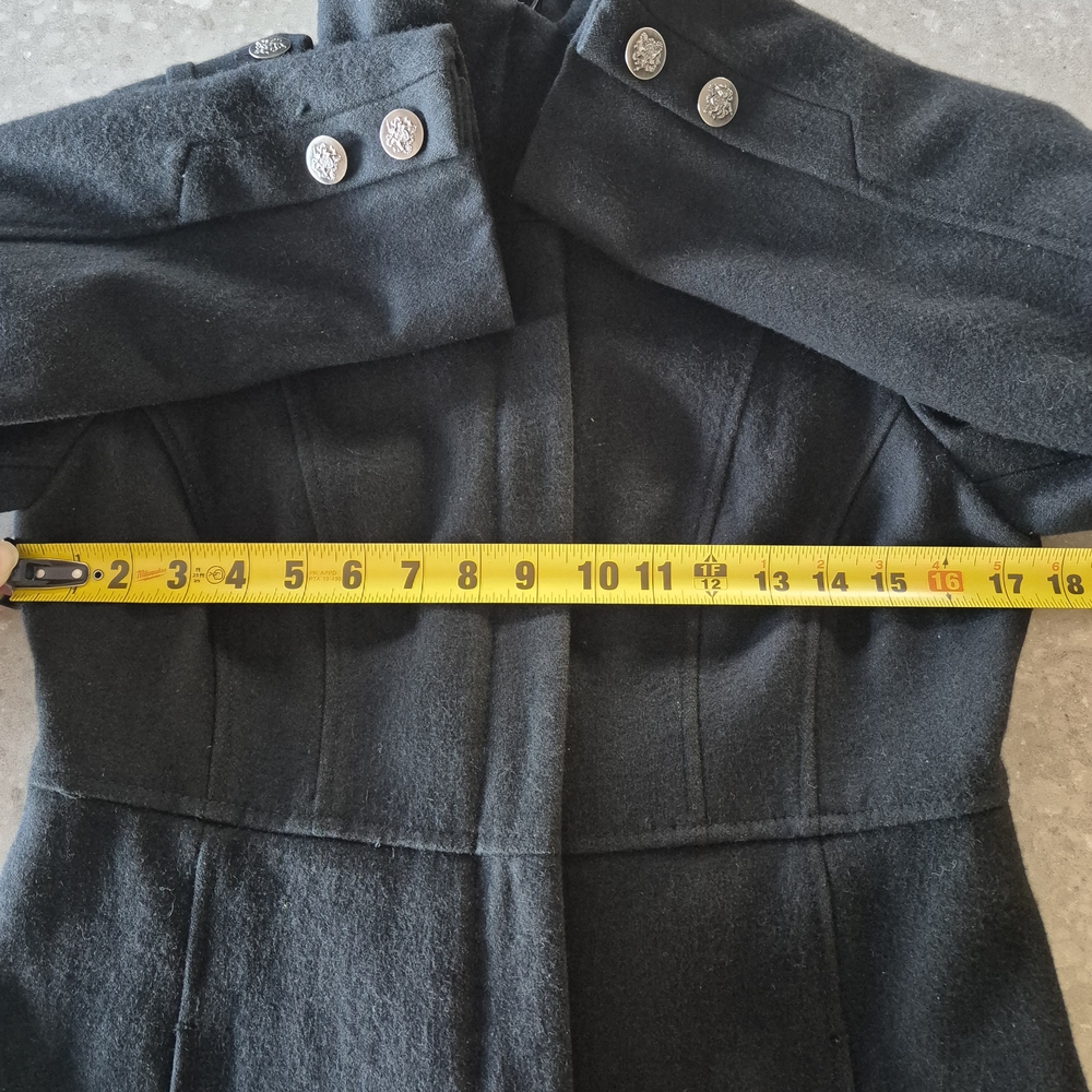 Vintage Guess Black Wool Pea Coat Womens Small Classic Minimalist Clean Girl - Picture 5 of 16